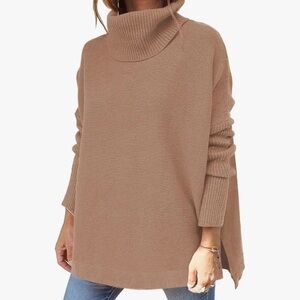 Women's Tan Turtleneck Sweater